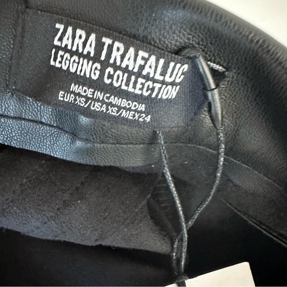 ZARA faux leather Legging Collection high rise black XS rock matrix goth metal - Picture 15 of 16